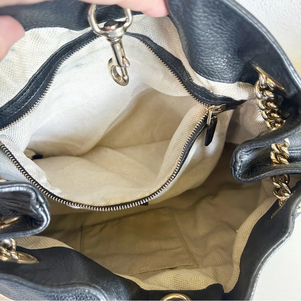 Gucci Soho Chain Shoulder Bag Black Pebbled Leather - Picture 15 of 16